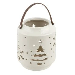 Discount ⌛ 7" White 🛒 Christmas Tree & Snowflake Ceramic Tealight Lantern by Ashland® 🔔 -Ashlandty Shop 10702120 2