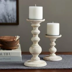 New 😉 8 Pack: 10" Whitewashed Wood Carved Pillar Candle Holder by Ashland® 🥰 -Ashlandty Shop MP639296 20